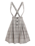 Hoombox Off The Shoulder Tee and Crisscross Plaid Suspender Skirt Set Two Piece Dress Top and Skirt Set