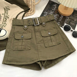 Korean Style High Waist Mini Skirt Women Fashion with Belt Short Culotte Skirts Y2K Streetwear Big Pocket Cargo Skirts