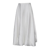 Hoombox Satin Long Skirt Women Vintage Elegant Fashion High Waist A-line Office Lady Loose Folds Maxi Skirt Female Casual