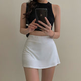 Hoombox Tennis Skirt Women High Waist Sexy Girl Tight Bag Hip Short Skirt Summer Sports Culottes split A-line Mini skirt Y2K