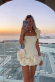 Hoombox Summer New Women's Ruffled Three-Dimensional Bud Waist Dress Sexy One-Shoulder Tube Top Hip Skirt