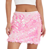 WPNAKS Women Glitter Mini Skirt Summer Clothes High Waist Disco Sequin Skirt Female Clothing Sexy Club Streetwear