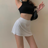 Hoombox Tennis Skirt Women High Waist Sexy Girl Tight Bag Hip Short Skirt Summer Sports Culottes split A-line Mini skirt Y2K