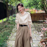 Hoombox French Shirt Top Short Skirt Set Women Outfits Autumn Spring High-end Elegant Office Lady Gentle Retro Skirt Two Piece Suit