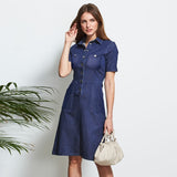 Hoombox   New Denim Women Dress Work Clothes Blue Jeans Skirt  Fashion Casual Dresses for Women School Office Lady Splicing Plus Size