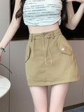 Hoombox White Sexy Cargo Skirt Women Streetwear High Waist Fashion A Line Skirts Summer Korean All Match Female Slim Skirts New