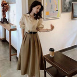 Hoombox French Shirt Top Short Skirt Set Women Outfits Autumn Spring High-end Elegant Office Lady Gentle Retro Skirt Two Piece Suit