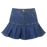 Hoombox Harajuku Punk Y2K Denim Mini Pleated Skirt Ladies Summer High Waist Jeans Shorts Skirts Women Ruffles Fashion Korean