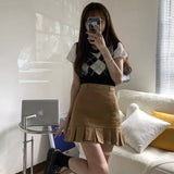 Korean Fashion Pleated Mini Skirt Women Cute Casual Preppy Style High Waist Solid A-line Short Skirt for Girls Summer