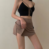 Hoombox Tennis Skirt Women High Waist Sexy Girl Tight Bag Hip Short Skirt Summer Sports Culottes split A-line Mini skirt Y2K