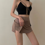 Hoombox Tennis Skirt Women High Waist Sexy Girl Tight Bag Hip Short Skirt Summer Sports Culottes split A-line Mini skirt Y2K