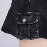 Hoombox Ins Harajuku Low Waist Mini Pant Skirt with Belt Women Sexy Black Sashes Denim Skirts Female Punk Grunge Clubwear Mujer