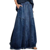 Hoombox Oversize Fashion Street Skirt Summer A Line Denim Skirt Women Autumn Sun Skirt Casual Solid High Waist Women's Long Skirt