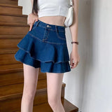 Hoombox Vintage Denim Mini Skirts Women Summer Sexy Solid Colour Ball Gown Skirts Jeans Female Casual Pocket Slim A-line Mini Skirts