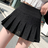 Hoombox A Line Mini Skirt New Ultra-short Mini Pants Elastic Waist Joker Lace Pleated  Sexy  Fashion Black White Skirt