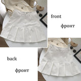 Hoombox Pleated Skirt Women Y2k Harajuku White Pencil Skirt Uniforms Safety Pants Summer Solid Color Casual Mini Kawaii Skirt Fashion