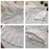 Hoombox Pleated Skirt Women Y2k Harajuku White Pencil Skirt Uniforms Safety Pants Summer Solid Color Casual Mini Kawaii Skirt Fashion