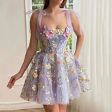 Hoombox New Hot Direct Selling Short Skirt Pendulum Womens Fashion Three-dimensional Flower Embroidery Hip-huggin Dress