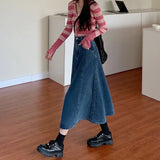 Hoombox High Waist Retro Blue Denim Skirts for Women New Irregular A-Line Long Skirt Woman Korean Trendy Daily Jean Skirts