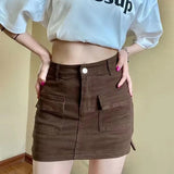 Korean High Wiast Denim Mini Skirt Women Sexy Hot Girl Tight Bag Hip Skirts Female Slim Anti-Glare Short Skirts Female