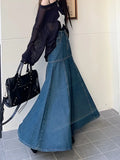 Hoombox Long High Waist Versatile Fishtail Denim Skirt Woman