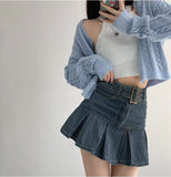 New American Spice Girl Y2k Summer Short Denim Skirt High Waist Pleated Skirt Denim Black Sexy Jean Skirt Skirts For Women