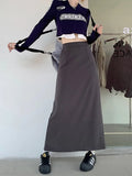 Hoombox 2Colors S-XL Spring Autumn Female Skirts Women High Waist Suit Split long A line skirts womens Maxi Skirt Female