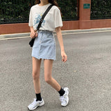 Hoombox Skirts Women Summer High Waist Denim Mini A-Line Classic All-match Womens High Street Hips Skirt Casual Hot Selling Cool Simple