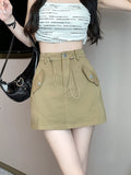 Hoombox White Sexy Cargo Skirt Women Streetwear High Waist Fashion A Line Skirts Summer Korean All Match Female Slim Skirts New