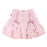 Japanese Kawaii Lolita Mini Skirt Women Winter Lace Casual Elegant Sweet Female Skirt High Waist Bandage Korean Skirt  New