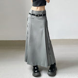 Hoombox Safari Style Tassel A-Line Skirt With Sashes Casual Streetwear Pockets Low-Waisted Maxi Skirts Women Autumn Winter