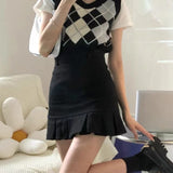 Korean Fashion Pleated Mini Skirt Women Cute Casual Preppy Style High Waist Solid A-line Short Skirt for Girls Summer