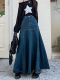 Hoombox Long High Waist Versatile Fishtail Denim Skirt Woman