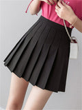 Hoombox Women High Waist Pleated Skirts Girls Tennis School White/Black Mini Skirt Uniform Female Loose Casual Short Bottoms