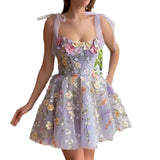 Hoombox New Hot Direct Selling Short Skirt Pendulum Womens Fashion Three-dimensional Flower Embroidery Hip-huggin Dress