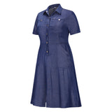 Hoombox   New Denim Women Dress Work Clothes Blue Jeans Skirt  Fashion Casual Dresses for Women School Office Lady Splicing Plus Size