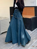 Hoombox Long High Waist Versatile Fishtail Denim Skirt Woman