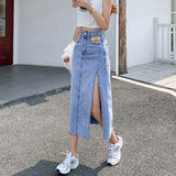 Hoombox Y2k Skirt юбка Woman Denim Skirts Jupe Women Jeans High Waist Calf Length Blue / Black Summer Clothes Streetwear