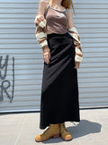 Hoombox 2Colors S-XL Spring Autumn Female Skirts Women High Waist Suit Split long A line skirts womens Maxi Skirt Female