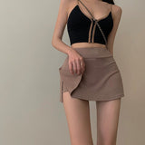 Hoombox Tennis Skirt Women High Waist Sexy Girl Tight Bag Hip Short Skirt Summer Sports Culottes split A-line Mini skirt Y2K