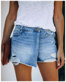 Hoombox Summer Denim Shorts jeans Skirts Women Shorts Ripped Solid Color Cotton Blend Attractive Leisure Shorts Femme Pantalones Mujer