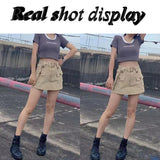 Korean Style High Waist Mini Skirt Women Fashion with Belt Short Culotte Skirts Y2K Streetwear Big Pocket Cargo Skirts