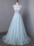 Hoombox Light Blue Charming Gown, Blue Prom Dress , Junior Party Dresses