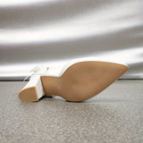 Elegant Pointed Toe Block Heels - Breathable Pearl-Strapped Mary-Janes for Wedding & Evening, All-Season Chic