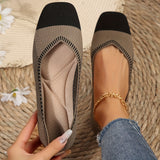 Stylish Women's Geometric Knitted Flats – Comfy Square Toe, Breathable & Lightweight, All-Season Slip-On Shoes