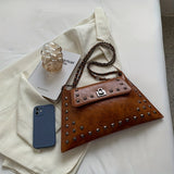 Vintage Chic Rivets Chain Bag - Timeless Turn-Lock Shoulder Purse for Trendy Women - Versatile Daily Companion