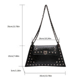 Vintage Chic Rivets Chain Bag - Timeless Turn-Lock Shoulder Purse for Trendy Women - Versatile Daily Companion