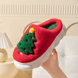 Christmas Cartoon Fluffy Home Slippers, Warm Soft Sole Bedroom Plush Lined Slippers, Non-slip Cozy Leisure Winter Christmas Slippers