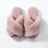 Slippers Women Men Winter Plush Cross Band Cotton Slipper Open Toe Fuzzy Warm Woman House Indoor Shoes