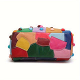 Colorful Patchwork Women's Handbag, Large Capacity Fashionable Shoulder Crossbody Satchel, 10.24x8.66x4.72 Inches, Versatile Messenger Bag